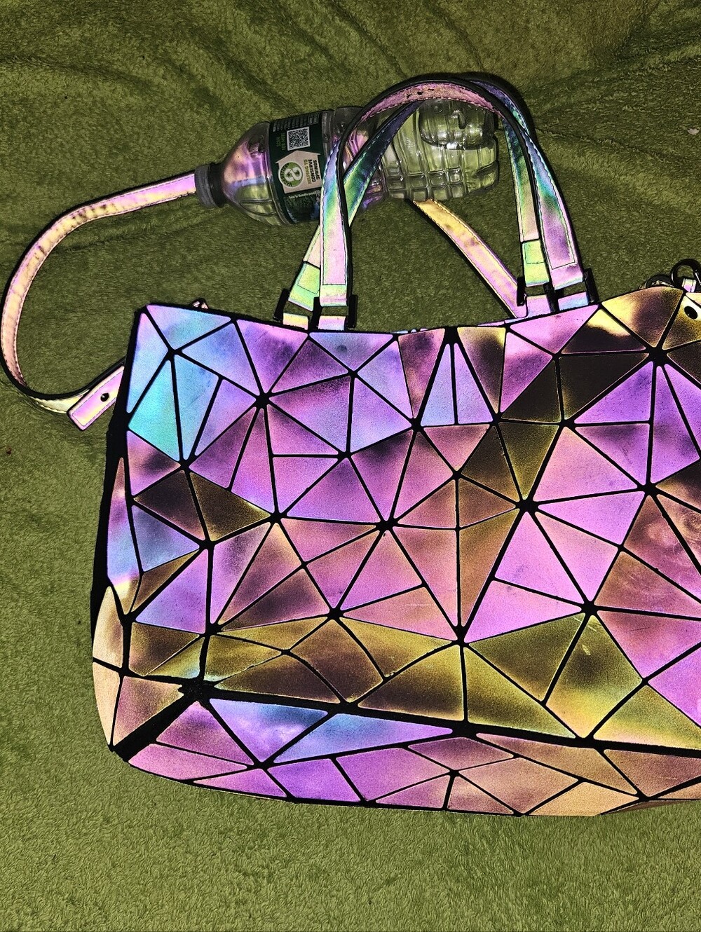 Holographic Geometric Luminous Cross Body Tote Bag purse